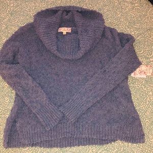 Blue cowl neck cozy sweater.